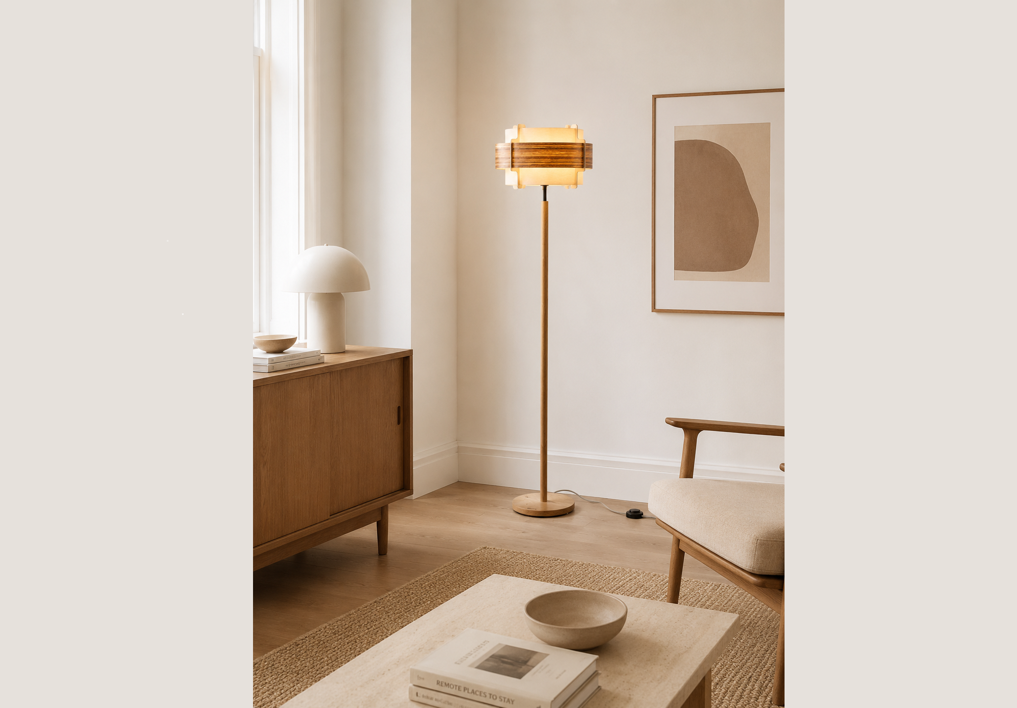 Stehlampe Zylinder – braun/weiß
