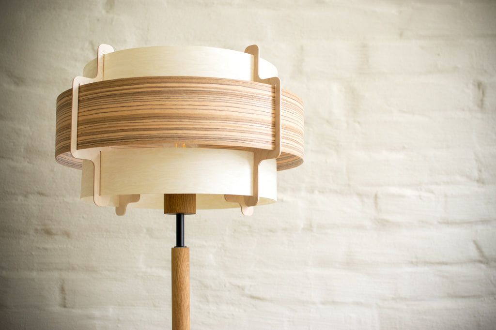 Tripod Floor Lamp Tripod Retro 60s-70s Design Wood Flower Tripod Floor Lamp Wood Flower Standard Lamp Veneer Maple
