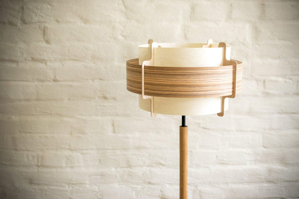 Tripod Floor Lamp Tripod Retro 60s-70s Design Wood Flower Tripod Floor Lamp Wood Flower Standard Lamp Veneer Maple