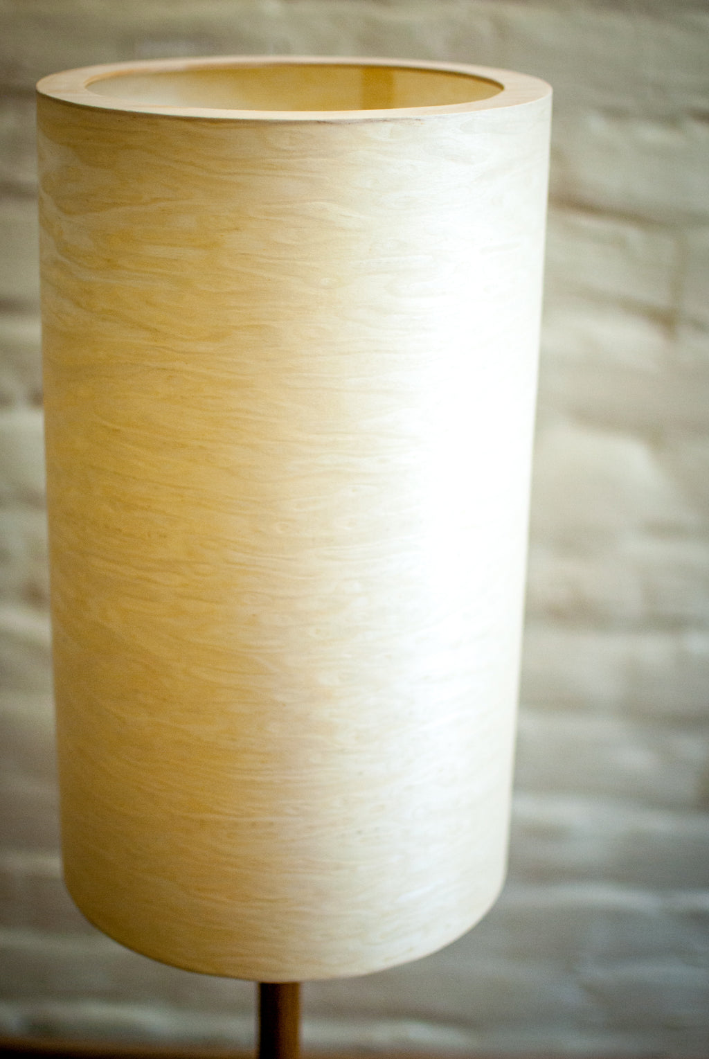 Stehlampe Furnier Zylinder retro – weiß